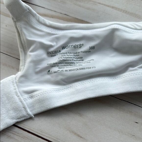 WARNER'S White Women's Bra Lightly Padded Wireless Wire Free Slight Push up 38B - Picture 4 of 5